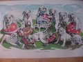Picture: Georgia Bulldogs "Bulldawgs in Training" limited edition print is signed and numbered by the artist. This print shows a team of Bulldogs each with the jersey of a different SEC school in his mouth.