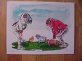 Picture: Georgia Bulldogs and the South Carolina Gamecocks "Backyard Bash" print from the "Backyard Rivalry" series fits a standard frame.