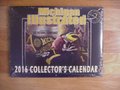 Picture: Just one left! This is a 2016 Michigan Wolverines "Michigan Illustrated" calendar in mint condition still in its original factory seal. The calendar measures 9 /12 inches by 12 1/2 inches. All 12 months have a 9 X 12 full page Greg Gamble piece of original artwork! Each month's picture sells for 24.99 as a print so this is a great value if you pull each month out and use as art on your wall or in your mancave! This calendar includes artwork of many Michigan greats including Tom Brady!
