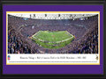 Picture: This 13.5 X 40 panorama has been professionally double matted in team colors and framed to 18 X 44. It captures the final touchdown on Mall of America Field at the Hubert H. Humphrey Metrodome. Sunday, December 29, 2013 marked the end of an era and a fitting farewell to the stadium, as the Minnesota Vikings beat the Detroit Lions 14-13 in the final game of the season. The Metrodome was the ninth-oldest stadium in the NFL and will be replaced in the same location by a new Vikings Stadium in 2016. In the interim, the Vikings will play at the University of Minnesota during construction. The Minnesota Vikings called the Metrodome home from 1982-2013, with an all-time record in the facility of 168-92. From the NFL Stadiums collection.