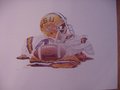 Picture: LSU Tigers football uniform print circa 1970's is signed by the artist.