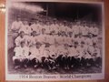 Picture: This is a very clear 8 X 10 photo of the 1914 Miracle World Series Champion Boston Braves. This picture was taken at Fenway Park because, as few realize, Fenway was the home field for the Braves in 1914 as Braves Field was being built.