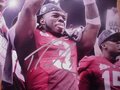 Picture: Trent Richardson hand-signed original 8 X 10 Alabama Crimson Tide photo. The autograph is absolutely guaranteed authentic and comes with a Certificate of Authenticity. This photo shows Richardson, who now plays for the Cleveland Browns, right after the Alabama Crimson Tide won the 2011 BCS National Championship game. We have just one in stock.