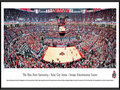 Picture: Ohio State Buckeyes basketball Value City Arena original 13.5 X 40 panoramic print framed to 13.75 X 40.25. This panorama, taken by Christopher Gjevre, captures the excitement of The Ohio State Buckeyes playing before a sold-out crowd at the Value City Arena – Jerome Schottenstein Center. The largest arena in the Big Ten with seating for 19,500 fans, Value City Arena opened in 1998 and pays tribute to Jerome Schottenstein, the late Columbus businessman and philanthropist. The Buckeyes played their first basketball game in 1898 and have attended the NCAA tournament every decade since the 1930's. The Ohio State University was established in 1870 and is ranked among the top 20 public universities with over 64,000 students. Its main campus is located in Columbus, Ohio.