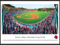 Picture: Arkansas Razorbacks Baum Stadium at George Cole Field panoramic poster professionally framed. This panorama, taken by James Blakeway, captures the University of Arkansas baseball fans "Calling the Hogs" at Baum Stadium at George Cole Field. Considered a gold standard for college baseball facilities, Baum Stadium has undergone several renovations since opening in 1996. These renovations include an increase in the number of luxury suites to 34, while expanding the stadium to accommodate more than 11,000 Razorback fans. Arkansas began its 88th season of baseball in 2011 and continues to be recognized as one of the nation's elite programs. In testament to the program's popularity, in 2007, Arkansas became the first team in NCAA history to average more than 8,000 tickets sold per game.