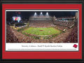 Picture: Arkansas Razorbacks Donald W. Reynolds Razorback Stadium panoramic poster professionally double matted in team colors and framed. This panorama of Donald W. Reynolds Razorback Stadium was taken by James Blakeway. The stadium opened in 1938 and was dedicated as Bailey Stadium. In 1941, it was renamed Razorback Stadium. The Reynolds name was added after a major contribution to the 2001 stadium renovation that increased capacity to 72,000. Today, the stadium boasts a new high definition video display to the north end zone, one of the biggest in college football. Arkansas also lays claim to the only Razorbacks in all of college athletics. Originally known as the Cardinals, the Razorbacks’ nickname resulted after a big win over LSU in 1909, when the Arkansas football coach called his players “a wild band of Razorback hogs.”