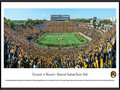 Picture: Missouri Tigers Memorial Stadium/Faurot Field panoramic print professionally framed. This panorama, taken by James Blakeway, spotlights a blaze of gold as the University of Missouri Tigers crushed their second consecutive ranked opponent for the first time since 1976. Playing on home turf, the Tigers defeated the Florida Gators with a final score of 36-17. The storied history of Memorial Stadium/Faurot Field, also known as “The Zou,” dates back to its opening in 1926. Today, fans enjoy the many changes to the stadium that have occurred, including an expansion to the north concourse area and moving the hill closer to the field. In the process, the Rock M was safely stored and reconstructed to maintain the important historical landmark that Tiger fans have grown to love.