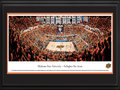 Picture: Oklahoma State Cowboys Gallagher-Iba Arena 13 X 40 panoramic print professionally double matted in team colors and framed to 18 X 44. This panorama of Gallagher-Iba Arena, taken by James Blakeway, captures the excitement of the Oklahoma State University Cowboys basketball team playing on their home court. Originally completed in 1938, Gallagher Hall was named to honor wrestling coach Ed Gallagher. After renovations in 1987, it was renamed Gallagher-Iba Arena, in honor of former basketball coach and innovator Henry Iba. The original white maple floor remains the oldest basketball court currently in use. Nicknamed the "Madison Square Garden of the Plains," the arena seats 13,611 fans. Established in 1890, the University enrolls over 20,000 students on its Stillwater, Oklahoma campus.