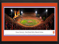 Picture: Clemson Tigers Frank Howard Field at Memorial Stadium 13 X 40 panoramic print professionally double matted in team colors and framed to 18 X 44. This panorama of Frank Howard Field at Memorial Stadium, taken by James Blakeway, features a highly anticipated opening-night showdown between the Clemson University Tigers and the University of Georgia Bulldogs. It has been over a decade since this rousing rivalry has played out between these two teams and, in a show of school pride and unity, Clemson designated the game as “Solid Orange” and Tiger football fans complied, resulting in a sea of orange in the stadium. Established in 1896, Clemson University is one of the founding members of the Atlantic Coast Conference. Academically, Clemson’s retention and graduation rates rank among the highest in the country for public universities.