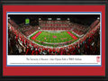 Picture: Houston Cougars John O'Quinn Field at TDECU Stadium 13 X 40 panoramic print professionally double matted in team colors and framed to 18 X 44. This panorama, taken by James Blakeway, captures one of the most anticipated football seasons at the University of Houston, as the Cougar’s commemorate their season opener at the new on-campus, state-of-the-art TDECU Stadium. Construction of the new structure began on December 3, 2012, and was built on the former site of Robertson Stadium. The continuous bowled stadium seats 40,000 fans and includes 26 suites and 42 loge boxes among its several premium seating options. The John O’Quinn Field designed for the new stadium, includes alternating dark green/light green pattern and features a silhouette of the downtown Houston skyline on one end and the Cougar logo on the other.