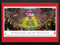 Picture: Ohio State Buckeyes 13.5 X 40 National Championship Stadium Panoramic Poster professionally double matted in team colors and framed to 18 X 44 and ready to hang on your wall as is! An awesome gift to that huge Buckeye fan. This panorama, taken by Christopher Gjevre, spotlights the celebration of a new era and the biggest college football game of the year, the 1st annual College Football Championship Game, between the two top ranked teams of the 2014 season – the Ohio State Buckeyes and the Oregon Ducks. No stranger to adversity, the Buckeyes completed a remarkable in-season turnaround (14-1) and began the first major college football playoff as an underdog, the fourth and final seed, yet, became the truest champion big-time football has ever crowned. With this win, Ohio State captured the night, made history and claimed their eighth national title; soundly ending the year-long debate to determine the best team in the 2014 college football season.