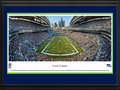 Picture: This 13.5 X 40 panorama has been professionally double matted in team colors and framed to 18 X 44. It underscores the on-field action of the Seattle Seahawks playing to their home crowd. In 1976, Seattle fans received their own professional football team. As the Seahawks strengthened their young franchise, their loud, sold out crowds became known as the 12th MAN®. In the 1980's, Seattle fans had such an impact on the success of the team that Seahawks' President Mike McCormack retired the number 12 on December 15, 1984. In 2005, the 12th MAN made a difference in helping the Seahawks win their first-ever NFC Championship and set a single-season attendance record. Today, before every home game kickoff, a flag is raised in honor of the 12th MAN. From the NFL Stadiums collection.