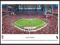 Picture: This panorama has been professionally framed to 13.75 X 40.25. It features the Arizona Cardinals playing at University of Phoenix Stadium. After playing 18 years at Sun Devil Stadium, the Arizona Cardinals finally had a stadium to call their own when University of Phoenix Stadium opened with much fanfare in 2006. With its exterior skin representing the indigenous barrel cactus, it was the first stadium built in North America with both a retractable roof and a retractable field. The field weighs 18.9 million pounds and is moved in only for game days. The Cardinals are the oldest existing professional football club in the United States and are a charter member of the National Football League. From the NFL Stadiums collection.