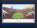 Picture: This 13.5 X 40 panorama of the Chicago Bears at Soldier Field has been professionally double matted in team colors and framed to 18 X 44. It captures the crowd excitement at Soldier Field. Originally named the Decatur Staleys, the club was founded by George Halas in 1920, renamed the Chicago Staleys in 1921 and then the Chicago Bears in 1922. The Bears have made their home at Soldier Field since 1971, which was named and serves as a memorial to American soldiers who have died in past wars. As a charter member of the NFL, the Bears have created a legacy in professional American football to include more victories than any other franchise, the most retired uniformed numbers and the most members in the Pro Football Hall of Fame. From the NFL Stadiums collection.