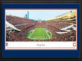 Picture: This 13.5 X 40 panorama of the Chicago Bears at Soldier Field has been professionally double matted in team colors and framed to 18 X 44. It captures the crowd excitement at Soldier Field. Originally named the Decatur Staleys, the club was founded by George Halas in 1920, renamed the Chicago Staleys in 1921 and then the Chicago Bears in 1922. The Bears have made their home at Soldier Field since 1971, which was named and serves as a memorial to American soldiers who have died in past wars. As a charter member of the NFL, the Bears have created a legacy in professional American football to include more victories than any other franchise, the most retired uniformed numbers and the most members in the Pro Football Hall of Fame. From the NFL Stadiums collection.