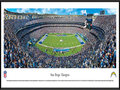 Picture: This panoramic has been professionally framed to 13.75 X 40.25. It shows the National Football League's San Diego Chargers move the ball right to left at Qualcomm Stadium. The Chargers, founded in 1960, are one of the eight original American Football League (AFL) teams. Led by the team's original head coach, Sid Gillman, in the early 60's; Head Coach Don Coryell in the late 70's and 80's, and Head Coach Bobby Ross and AFC Champion Chargers of 1994, the Chargers have played the kind of quick-strike football mirrored by their lightning bolt insignia. From the NFL Stadiums collection.