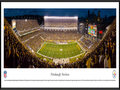 Picture: This panorama features the Pittsburgh Steelers playing at Heinz Field and it has been professionally framed to 13.75 X 40.25. The fifth-oldest franchise in the NFL, the Pittsburgh club was founded in 1933, by Arthur Joseph Rooney, who laid the groundwork for a football dynasty. In 1940, the club’s name was changed to “Steelers” to represent the city’s dominant steel industry. The Steelers official Steelmark logo is based on the steel industry and features three diamond shapes, yellow for coal, orange for ore and blue for steel scrap. In 1978, the Steelers became the first NFL franchise to win three Super Bowls; in 1979, the first to win four; and in 2008, the first to win six. They are also the only NFL franchise to have won back-to-back Super Bowl’s twice. From the NFL Stadiums collection.
