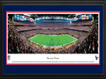 Picture: This 13.5 X 40 panorama of the Houston Texans playing to their home crowd at Reliant Stadium has been professionally double matted in team colors and framed to 18 X 44. Reliant Stadium opened for business in 2002, and the Texans made their regular season debut against the Dallas Cowboys. On that day, they unveiled a gameday atmosphere that would become a staple of Texans football games. The first NFL stadium with a retractable roof, Reliant Stadium has earned a reputation as one of the premier big-event venues in American sports, hosting Big 12 Championship games, NCAA Men's Basketball tournaments, the annual Texas Bowl and Super Bowl XXXVIII. From the NFL Stadiums collection.