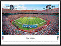 Picture: This panorama of the Miami Dolphins playing to a capacity crowd at Sun Life Stadium has been professionally framed to 13.75 X 40.25. Originally known as Joe Robbie Stadium, Sun Life Stadium is a multi-purpose stadium in the South Florida suburb of Miami Gardens and the first of its kind in the NFL to be constructed entirely with private funds. The Dolphins began play in the American Football League (AFL) as an expansion team in 1966 and are the oldest major-league professional sports franchise in the state of Florida. In 1972, the Dolphins completed the NFL's first perfect season, culminating a 17-0 record with a win in Super Bowl VII. They were also the first team to appear in three consecutive Super Bowls. From the NFL Stadiums collection.