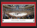 Picture: This 13.5 X 40 panorama spotlights the Chicago Blackhawks 3-2 victory over the Boston Bruins in Game 6 of the 2013 Stanley Cup Final on June 24, 2013 and has been professionally double matted in team colors and framed to 18 X 44. The organization's fifth championship is the culmination of their Presidents' Trophy-winning season, which opened with an National Hockey League record 24-game point streak and led to a Western Conference title and, ultimately, a 4-2 series win. The matchup was the first time the two storied teams have faced off in the postseason since the 1978 Quarterfinals. Chicago's win marks the tenth time an Original Six team has been crowned champion since 1979, the last time two Original Six teams faced off in a Final series.