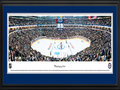 Picture: This 13.5 X 40 panorama has been professionally double matted in team colors and framed to 18 X 44. It captures the opening faceoff of the historic game between the Winnipeg Jets and Montreal Canadiens held on October 9, 2011, at MTS Centre. Since 1999 when this franchise came into the league it was called the Atlanta Thrashers. The inaugural Winnipeg game marked the regular season debut of the Winnipeg Jets in their second incarnation and their return to the NHL after a 15-year hiatus. On May 31, 2011, it was announced that True North Sports & Entertainment Limited would relocate the Atlanta Thrashers of the National Hockey League to Winnipeg for the 2011-12 season. Within minutes of making season tickets available to the public, the team reached its 13,000 seat target. At the 2011 NHL Entry Draft, True North Chairman, Mark Chipman, announced the team name would be called the Winnipeg Jets. The new logos pay homage to the Royal Canadian Air Force.