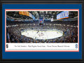 Picture: This 13.5 X 40 panorama has been professionally double matted in New York Islanders team colors and framed to 18 X 44. It commemorates the New York Islanders final regular season game at Nassau Veterans Memorial Coliseum. The Coliseum has been home to the New York Islanders since their debut into the National Hockey League in 1972. The arena was built at the cost of 32 million dollars and sits on sixty-three acres of Mitchel Field, formerly an Army/Air Force base located in the center of Nassau County. The building was dedicated to those who had made the supreme sacrifice, hence the name Nassau Veterans Memorial Coliseum. Beginning the 2015-16 season, the Islanders will play in their new home in Brooklyn.