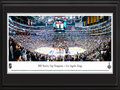 Picture: This 13.5 X 40 panorama has been professionally double matted in Los Angeles Kings team colors and framed to 18 X 44. It captures the Los Angeles Kings finishing off the New Jersey Devils with a 6-1 victory in Game 6 of the Stanley Cup Final, earning the franchise's first championship in its 45-year history. The 2012 LA Kings steamrolled through the postseason loaded with talent to become the most compelling team in the National Hockey League. They are the first No. 8 seed to win the Cup, the first team to defeat the top three teams in its conference and the first team with any seed to win the first three games of all four series, including the first two on the road in each round. The Kings are also the first team to take an undefeated road record into the Playoffs since 1994.