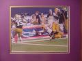 Picture: Jordan Jefferson dives for more yards original LSU Tigers 8 X 10 photo professionally double matted to 11 X 14 so that it fits a standard frame.