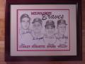 Picture: Milwaukee Braves Starting Pitchers 11 X 14 print professionally double matted and custom framed to 16 X 20. This print has been hand-signed by the late Warren Spahn, Lew Burdette, Gene Conley, and Carlton Willey. The autographs are absolutely guaranteed authentic and come with a Certificate of Authenticity.