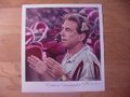 Picture: Alabama Crimson Tide Nick Saban "Crimson Commander" print signed by artist Alan Zuniga.