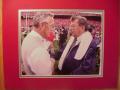 Picture: Jim Tressel of the Ohio State Buckeyes with Joe Paterno of Penn State 8 X 10 photo professionally double matted to 11 X 14 so that it fits a standard frame.