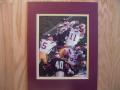 Picture: USC Trojans "Bush Push" original 8 X 10 photo professionally double matted to 11 X 14 to fit a standard frame. This is the famed play where Reggie Bush pushes Matt Leinart over the Irish of Notre Dame to win the game. 